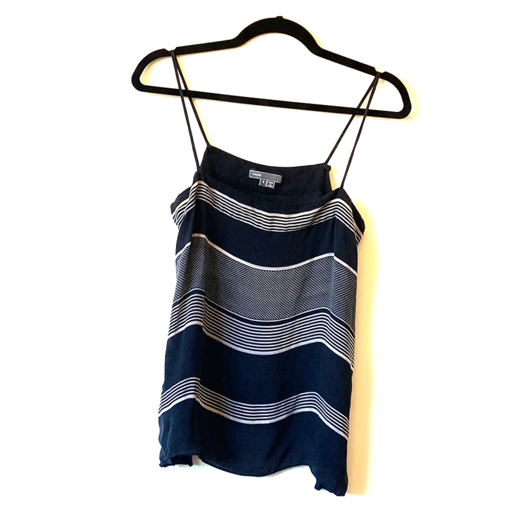 Vine Black & White 100% Silk Tank. Size Small